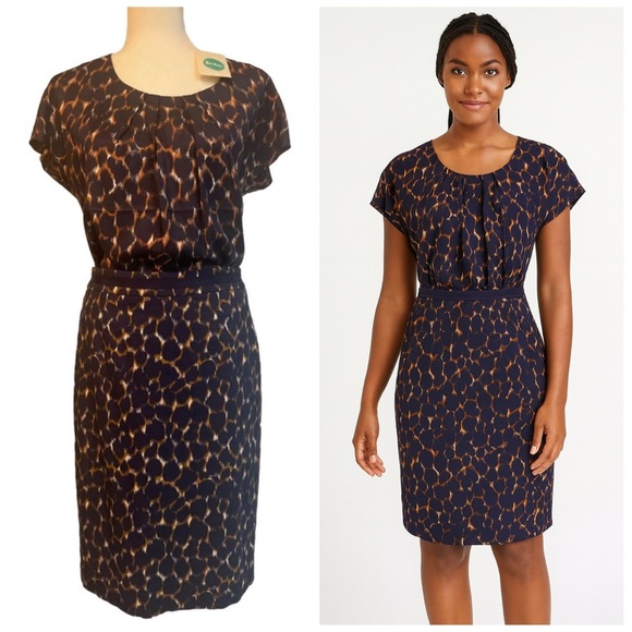 Boden 2-Piece Set Dress Outfit Silk Top Blouse Pencil Skirt Navy Work Office 6R - Picture 1 of 16